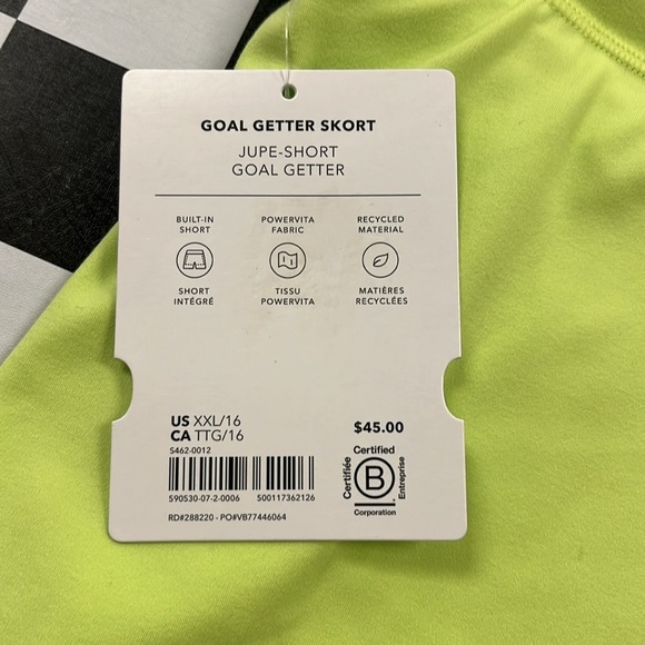 NWT GOAL GETTER SKORT •Jupe-Short Goal Getter• Athleta Girl (XXL/16) - Picture 9 of 9